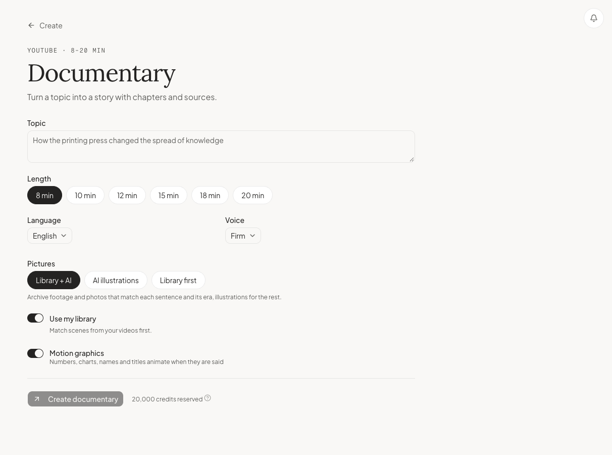 The Sentarys creation workspace for narrated video.