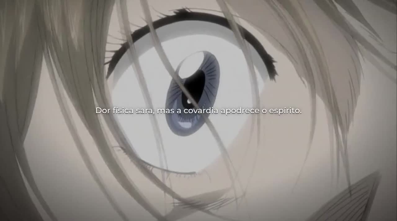A dark, desaturated anime close-up of an eye